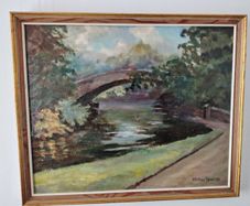 Oil Painting of Duck Pond, possibly Stephens Green