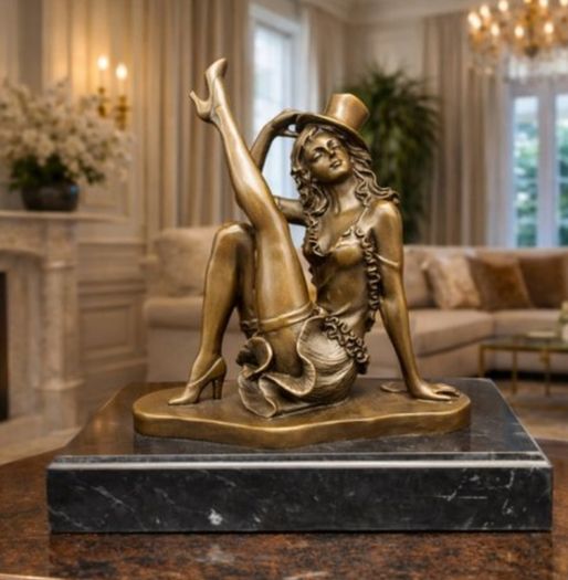 Cabaret Performer - Bronze, Marble, Signed