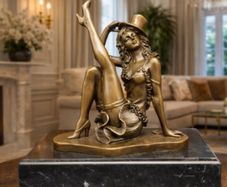 Cabaret Performer - Bronze, Marble, Signed