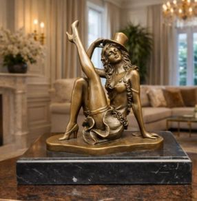 Cabaret Performer - Bronze, Marble, Signed