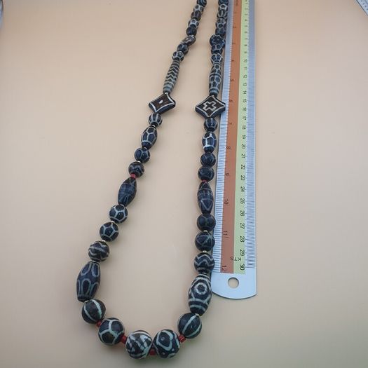 Rare Antique Burmese Pumtek Pyu Petrified Wood Beads Necklace