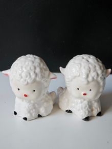 Vintage Novelty Cruet Set Little Lamb Shakers
