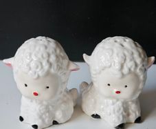 Vintage Novelty Cruet Set Little Lamb Shakers