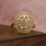Vintage Style Crystal Gold Tone Ring Image 2