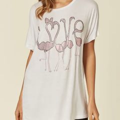 Blue Vanilla Flamingo Top