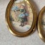 Vintage Pair Wall oval Brass frames features a young girl holding flowers Image 8