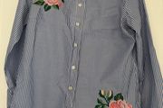 Pinstripe Embroidered Blouse BNWoT