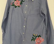 Pinstripe Embroidered Blouse BNWoT