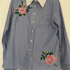 Pinstripe Embroidered Blouse BNWoT
