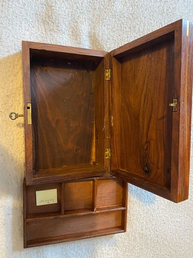 Jewellery Box Inlaid With Brass And Lockable