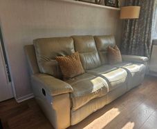 Cream leather recliner sofa (open to offers)