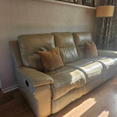 Cream leather recliner sofa (open to offers)