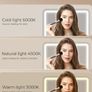 Makeup Table with Mirror and Stool, Vanity Dressing Table Set with 3 Color Adjustable Brightness LED Lights, 2 Large Storage Drawers and Metal Frame for Bedroom, White and Gold Image 3