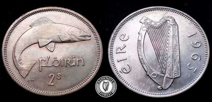 [#2360] - Ireland 1963 | Irish 2s | Irish Florin | Salmon | KM.15a | MS