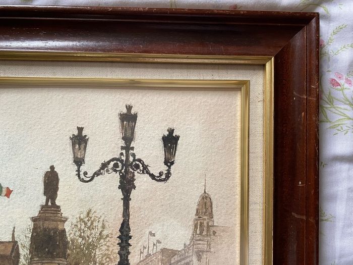 Edward Tomkus (1936) O Connell street  Dublin Watercolour