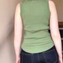 Sage Green Ribbed Knit Sleeveless Top - Size S/36/8 Image 4