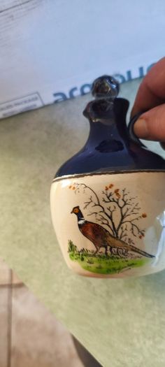 Vintage Pheasants Mead Flask Decanter Jug  P F Alexander Signed  | Retro Flagon Game Birds Barware | Man Cave Drinks Trolley English Stoneware
