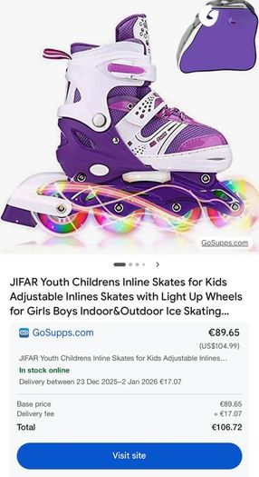 Brand New JIFAR Inliners for children Adjustable inline skates with light-up wheels Roller skates