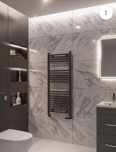 Wingrave 1200 x 500 straight multirail towel rail matt black