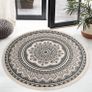 4ft Circle Rug Round Area Rug Cotton Woven Rug with Tassels Washable Mandala Black White Printed for Bedroom Livingroom Kitchen (FREE POSTAGE) Image 5