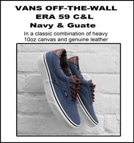 Vans Off The Wall Era 59 C&L in Navy and Woven Guate Stripe Lining.