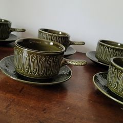 Mid-century pottery soup set