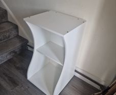 White Fluval Flex 57L curved aquarium stand