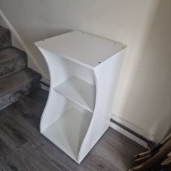 White Fluval Flex 57L curved aquarium stand