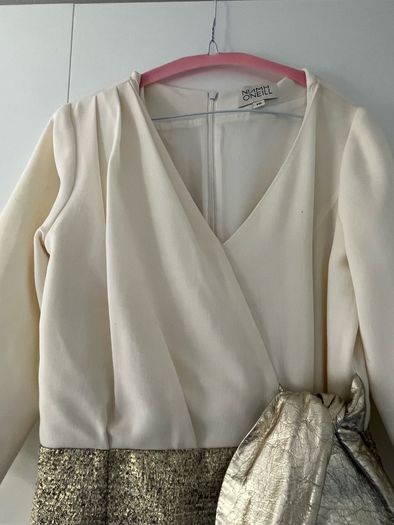 Niamh O'Neill designer dress size 10 gold and cream / ivory
