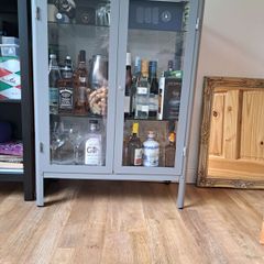 glass door cabinet grey