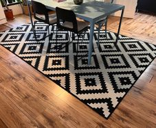 Pair of Large IKEA Black & White Geometric Rugs