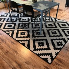 Pair of Large IKEA Black & White Geometric Rugs