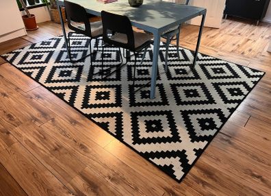 Pair of Large IKEA Black & White Geometric Rugs