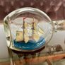 Miniature Antique Tall Ship in a Triangular Dimpled Bottle Image 10
