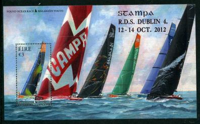 2012 Ireland Stampa Public Souvenir Volvo Ocean Race Commemorative Stamp Miniature Sheet Overprinted for Stampa Mint Never Hinged (MNH)