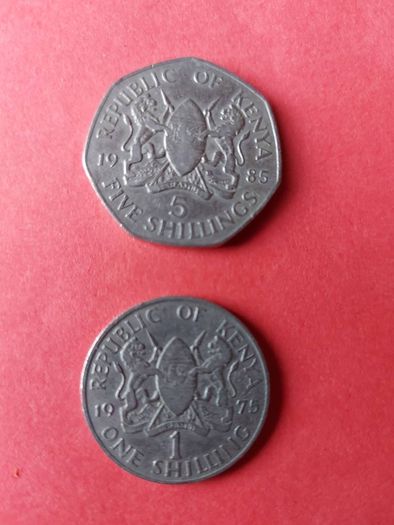 Kenya 5 shilling & 1 shilling