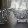 Vintage Crystal Footed Bowls With Frosted Leaf & Rose Pattern 7,3" x 5,2" h 4" Image 5