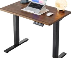 80 cm Electric Standing Desk Adjustable Height 4 Memory Settings Sit Stand Up for Home Office Computer Workstation Black Walnut