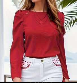 Red Ruched Shoulder Blouse. SIZE 16. New