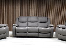 Chole 3+1+1 Grey & Cream Micro Fabric Recliner Sofa