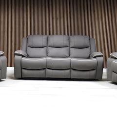 Chole 3+1+1 Grey & Cream Micro Fabric Recliner Sofa