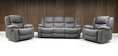 Chole 3+1+1 Grey & Cream Micro Fabric Recliner Sofa