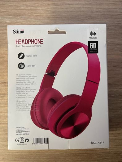 Brand New Dark Pink Wired Headphones with Microphone Super Bass 6D Stereo Headset