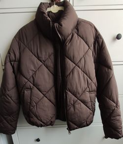Primark Brown Diamond Quilted Puffer Jacket Coat size L