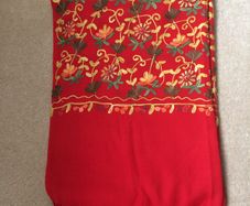 Chinese red embroidered scarf