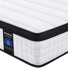 Double Memory Foam Sprung Mattress 10.6 Inch,4FT6 Spring Mattress with Innovative Memory Foam and Soft Knitted Fabric,The Elegant Collection(135x190x27cm)