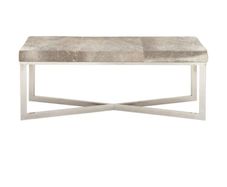 Leather Bench with Silver Metal Base by THE FRENCH BEDROOM COMPANY
