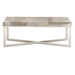 Leather Bench with Silver Metal Base by THE FRENCH BEDROOM COMPANY