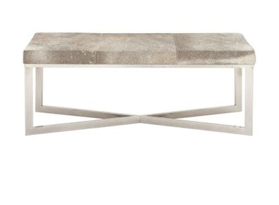 Leather Bench with Silver Metal Base by THE FRENCH BEDROOM COMPANY