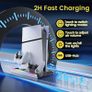 PS5/Slim/Pro Stand with Adjustable Cooling Fan, Vertical PS5 Cooling Charger Stand for PS5/Slim/Pro, Multifunctional PS5 Slim Cooling Station with Dual Controller Chargers and RGB Light Image 5